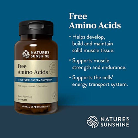 Nature's Sunshine - Nature’s Sunshine Aminoácidos Livres, 60 Comprimidos | Ajuda no Desenvolvimento, Construção e Manutenção do Tecido Muscular, Fortalecendo e Aumentando a Resistência Muscular