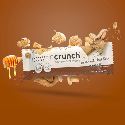 Barras de Wafer de Proteína, Snacks de Alta Proteína com Sabor Delicioso, Manteiga de Amendoim Mel, 40g (12 Unidades) - Power Crunch