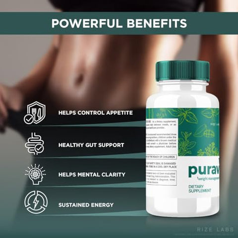 rize labs - (2 Pacotes) Puravive – Cápsulas de Emagrecimento, Método de Arroz Exótico Puravive, Detox Natural – Marca Puravive
