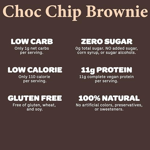 Unstoppable Foods - Barras de Proteína Keto Zero Açúcar UNSTOPPABLE – Chocolate Chip Brownie – Pack com 12 Barras Energéticas – Barras de Proteína Low Carb – Snacks de Baixa Caloria – Alta Fibra, Amigáveis para Diabéticos, Sem Glúten