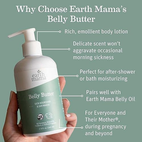 Belly Butter: Creme Corporal para Gestantes, Hidratante para Pele Seca | Cuidados com a Gravidez e Pós-Parto, com Aloe Vera, Sem Fragrância, 240ml (2-Pack) - Earth Mama