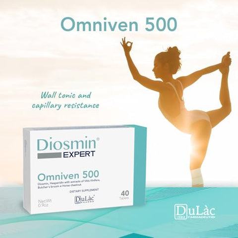 DULÀC FARMACEUTICI 1982 - Dulàc – Suplemento Omniven 500-40 Tablets para Hemorroidas e Veias Varicosas com Diosmina, Extrato de Castanha da Índia, Ruscus Aculeatus e Hesperidina