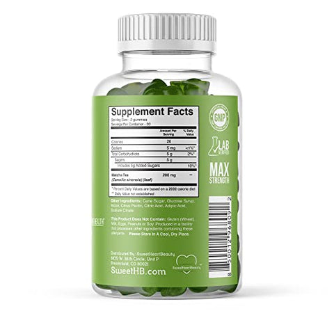 SweetHeartBeauty - Matcha Energy Gummies – Goma de Matcha com Extrato de Chá Verde by Sweetheart Beauty | Detox e Limpeza com Chá Verde | Vegano, Sem Glúten e Não-OGM