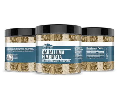 Caralluma Fimbriata 200 Cápsulas, Pura – 100% Natural e Eficaz - Earthborn Elements