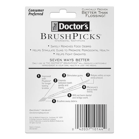Doctor's BEST - Doctor’s Brushpicks (Embalagem com 12 unidades) – Higiene bucal e limpeza interdental