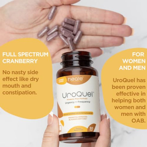 Heale Doctor Formulated - UroQuel – Controle Natural da Bexiga com Cranberry – Reduza Urgência, Frequência e Incontinência Urinária – Fórmula Ginecológica com Flowens – Comprimidos de Cranberry para Mulheres