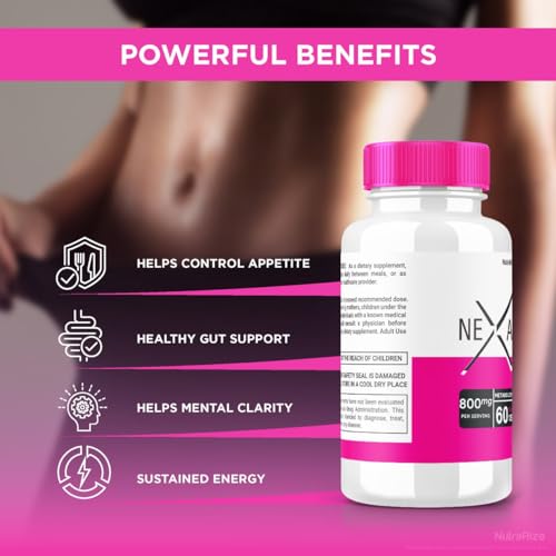 NutraRize - (2 Pacotes) Cápsula Nexaslim, Fórmula Aceleradora de Metabolismo Nexaslim, Suplemento Dietético para Perda de Peso Avançada, Pílulas de Força Máxima 100% Naturais para Reduzir Gordura Abdominal, Nexa