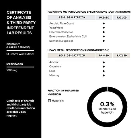 Toniiq - Cápsulas de Hipérico Ultra Forte de 1.000mg (Não-OGM) – Extrato Concentrado 7X – 0,3% Hipericina – Altamente Purificado e Bioacessível – 120 Cápsulas