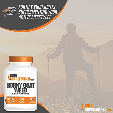 Horny Goat Weed Capsules BulkSupplements.com – Extrato de Epimedium, Suplemento Herbal de Horny Goat Weed – Vegano, 2 Cápsulas por Porção (1000mg), 360 Cápsulas Vegetais (Pacote de 1)