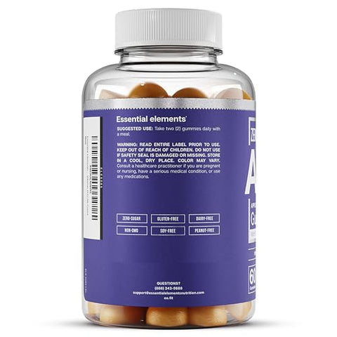 Gomas de Vinagre de Maçã ACV Zero-Açúcar Essential Elements da “The Mother” – Veganas, Fonte Natural de Cromo, 60 Unidades (2-Pack)