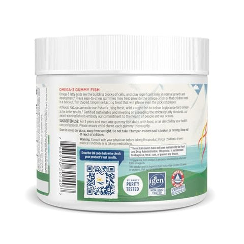 Gummy Fish Omega-3 Tangerina – 30 Gummy Fish – 124 mg Total Omega-3 com EPA - Nordic Naturals