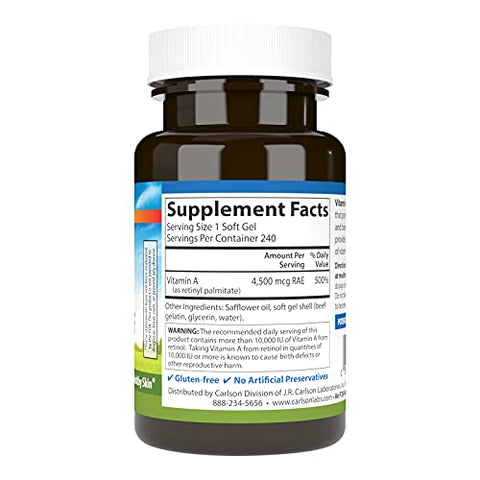 Vitamina A, 15000 UI Palmitato (4500 mcg RAE), Saúde Visual - Carlson