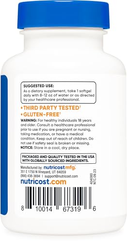 Astaxantina 6mg, Sem GMO e Sem Glúten, 120 Softgels (4 Meses de Fornecimento) - Nutricost