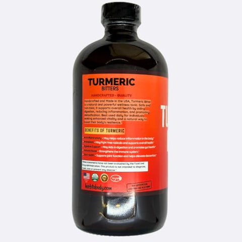 Herb To Body - Bitters Líquido de Cúrcuma 473ml – com Raiz de Cúrcuma e Mistura Herbal Natural