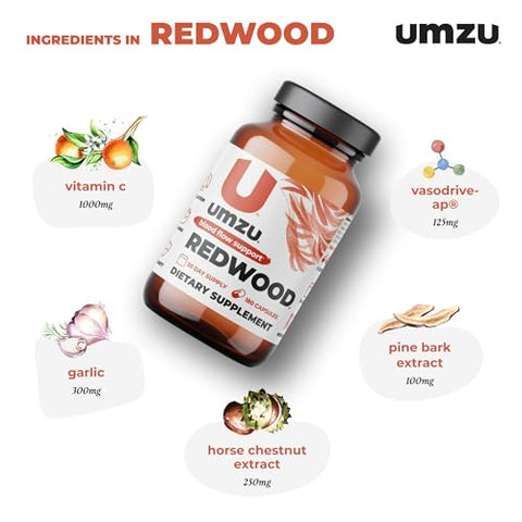 Redwood – Suplemento de Óxido Nítrico Natural para Suporte ao Fluxo Sanguíneo com Vitaminas e Alho | 60 cápsulas - UMZU