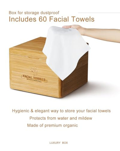 LUXU - Toalhas Faciais de Limpeza, 1 Caixa com 60 Unidades de Toalhas Descartáveis para o Rosto – Panos Premium de Limpeza Facial