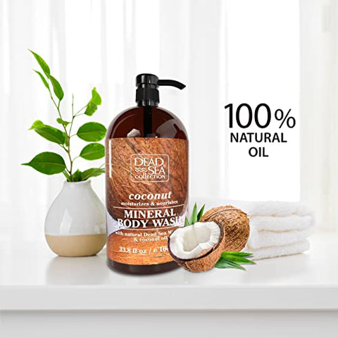 Sabonete Líquido de Coco para Mulheres e Homens – com Minerais do Mar Morto e Óleo de Coco – Limpa e Hidrata a Pele – Pacote com 2 (2000 ml) - Dead Sea Collection
