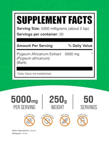 Pygeum Africanum Extract Powder – BulkSupplements.com – 5000mg por Porção – 250g (Pack de 1)
