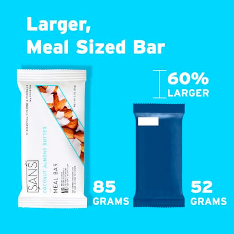 Barra de Proteína Substituta de Refeição SANS, Sem Glúten, Lanches Saudáveis Ricos em Proteínas, Alto Teor de Fibra, Sem Adição de Açúcar, Sem Laticínios, Sem Soja, Pacote Variado, 12 Barras