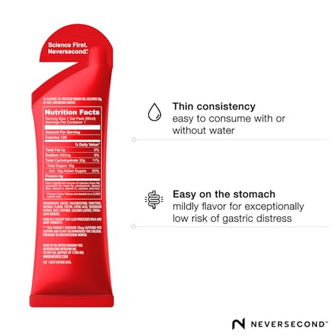 NeverSecond - Neversecond C30 Energy Gel Cafeína – Performance Nutrition | Energia e Desempenho para Atletas | 30g