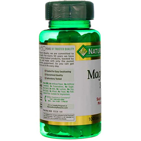 Nature's Bounty - Nature’s Bounty Magnesium 500 mg – 100 comprimidos (Pacote com 10) | Comprimidos de Magnésio | Marca Nature’s Bounty