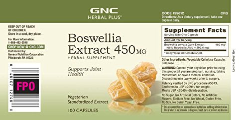 Herbal Plus Extrato de Boswellia 450mg | Suporte para Articulações | 100 Comprimidos - GNC