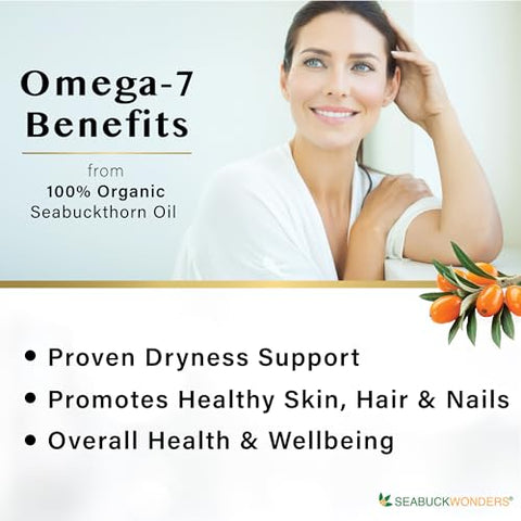 SEABUCKWONDERS - Óleo de Espinheiro Marítimo Completo Omega-7, 180 Cápsulas Softgel (500mg Cada) – Marca Omega-7