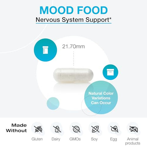 Mood Food – Sistema Nervoso, Relaxamento | Fórmula para Melhorar o Humor e Aliviar o Estresse | 60 cápsulas - XYMOGEN