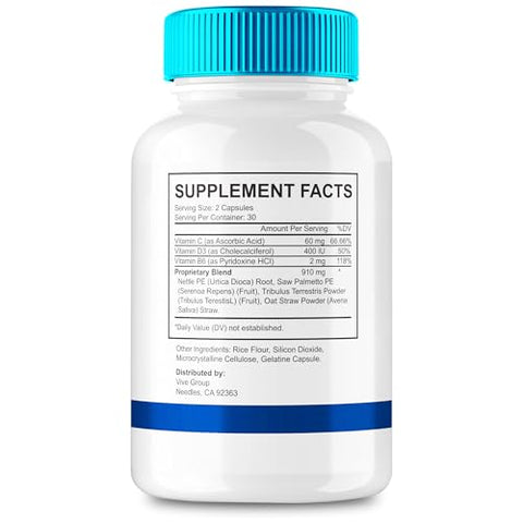 VIVE MD - ProstaVive – Cápsulas para Saúde da Próstata, Força Máxima, Natural – Suporte Normal