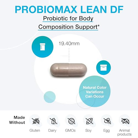 ProbioMax Lean DF – Probiótico para Suporte da Função da Barreira Intestinal – Bifidobacterium animalis subsp lactis B420 (30 Cápsulas Gastro-Resistentes) - XYMOGEN