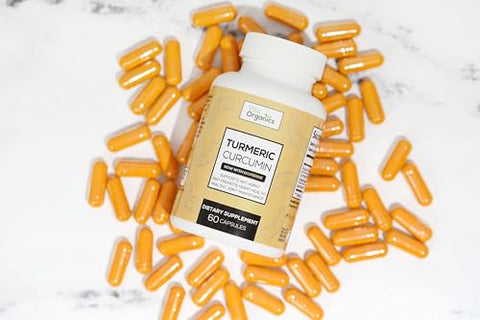 Vita Organics - Cúrcuma Curcumina c/ Extrato de Pimenta Preta BioPerine para Suporte à Saúde das Articulações, Mobilidade, Prevenção do Desgaste Natural 60 Cápsulas Vegetais, Fabricado nos EUA