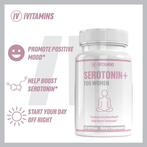 iVitamins - Suplementos de Serotonina para Mulheres – Apoia Níveis Saudáveis de Serotonina, Melhora o Humor