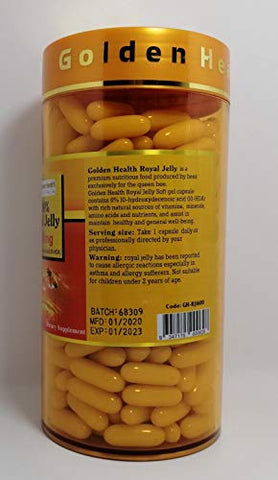 Golden Health - Geléia Real 1600mg 365 Cápsulas 6%% 10-HDA Fabricado na Austrália – Royal Jelly g – Melhor Marca