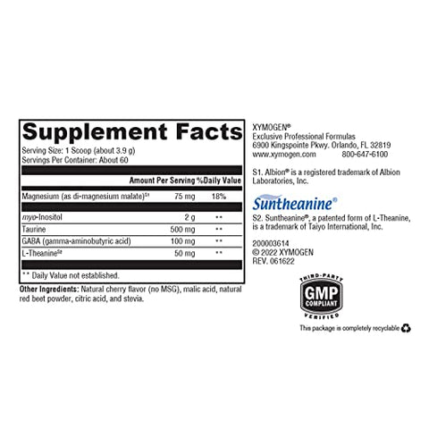 RelaxMax Drink Mix – Suporte Hormonal para Relaxamento e Resiliência ao Estresse – Pó de Magnésio com Myo-Inositol, GABA, L-Theanine – Sabor Cereja para Suporte de Humor - XYMOGEN