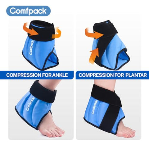 Comfpack - Alívio para Fascite Plantar: Faixa de Gelo para Calcanhar, Tornozelo e Pé, Gel Reutilizável para Dor nos Pés, Tendinite de Aquiles, Entorse de Tornozelo, Dor no Calcanhar