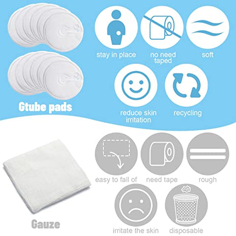 Sosation - Capas para Botão de Gastrostomia 56 Unidades – Acessórios para Sonda de Alimentação Abdominal Peritoneal – Almofadas de Algodão Absorventes – Branco, 3 Polegadas