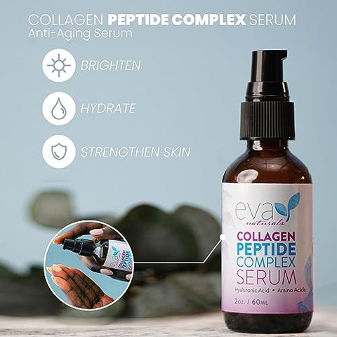 Soro de Colágeno Peptídeo Eva Naturals – Anti-Envelhecimento, Corretor de Manchas Escuras, Hidratante para a Pele, Unissex, 60ml