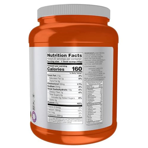 Sports Nutrition Whey Protein 24g BCAAs Chocolate Cremoso 2 Libras - NOW Foods