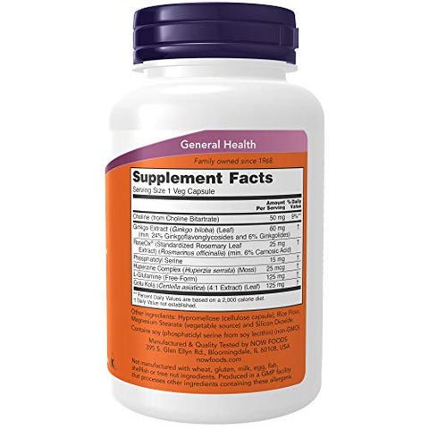 Supplements, Brain Elevate™: Ginkgo Biloba, RoseOx® e Fosfatidilserina, 120 Cápsulas Vegetais - NOW Foods