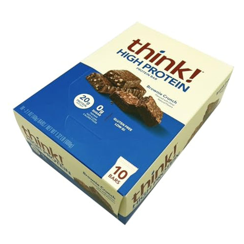 Think Products - ThinkThin Bar Brownie Crunch – 10 Barras | Snack Saudável | 150g por Barra