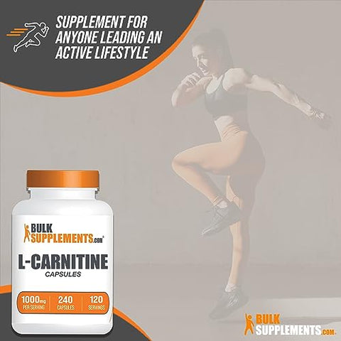 Suplemento de L-Carnitina 1000mg em Cápsulas – BulkSupplements.com, 240 Cápsulas (Embalagem de 1)