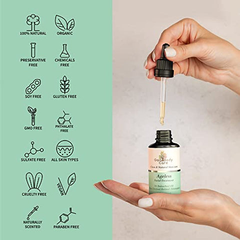 Óleo Orgânico de Bakuchiol Gaia Body Care 5%% – (30ml) – Anti-Envelhecimento, Antirrugas, Reduz Linhas Finas, Suaviza a Pele, Hidrata – Soro de Bakuchiol à Base de Plantas – Melhor Alternativa ao Retinol