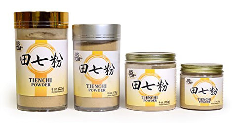 USTCM - Pó de Tienchi Puro 100%% Pseudoginseng Notoginseng Sanqi Ginseng 田七粉 120mesh (4oz) – Marca Tienchi Ginseng – 120g