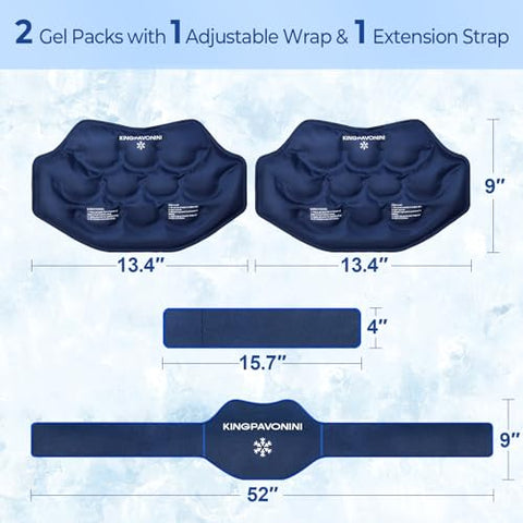 Gelo Pack Extra Grande para Alívio da Dor nas Costas com Faixa de Extensão, 2 Pacotes Reutilizáveis de Gel para as Costas Inferiores para Cirurgia Lombar, Ciática, Hérnia de Disco, Cóccix – [Brand Name] - KingPavonini