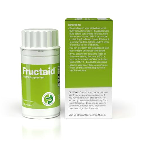 Fructaid - Suplemento Enzimático – 90 Cápsulas, para Desfrutar Novamente de Frutas, Sucos de Frutas, Refrigerantes e Doces, Suplemento Alimentar, Sem Glúten, Sem Lactose