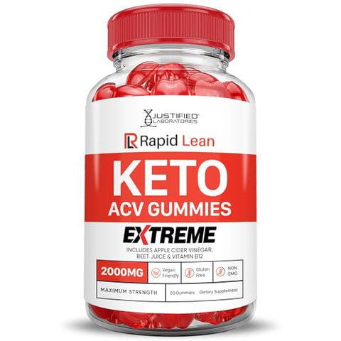 Justified Laboratories - (2 Pacotes) Gomas Rapid Lean Keto ACV Extreme 2000MG – Gomas Rapid Lean Keto de Vinagre de Maçã Formuladas com Suco de Romã e Beterraba em Pó B12 Vegan Non GMO 120 Gomas
