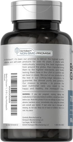 Beta Glucan 1 3D 700 mg | 90 Cápsulas | Beta 1,3, 1,6 D Glucan | Suplemento Sem OGM, Sem Glúten | Marca Horbäach - Horbäach
