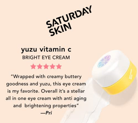 Creme para os Olhos Yuzu Vitamina C Iluminador Amplo Creme Coreano para Olheiras, Rugas e Olhos Inchados – Niacinamida, Cafeína – Hidratação, Anti-Envelhecimento [Brand Name] - Saturday Skin