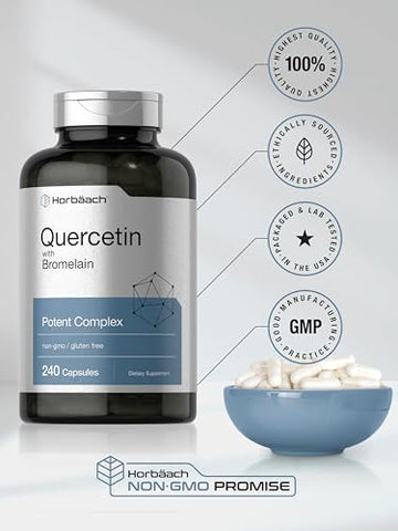 Quercetina com Bromelina | 240 Cápsulas | Sem OGM e Sem Glúten - Horbäach