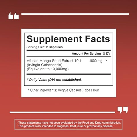 Vitapia - Cápsulas de Manga Africana 10.000mg para Sistema Imunológico, Metabolismo e Suporte Nutricional – Extrato Puro 10:1 de Irvingia Gabonensis – 180 Cápsulas Vegetais Não-OGM